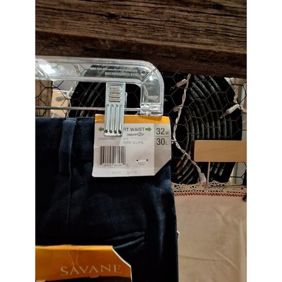 NWT Savane Men's Straight Fit Wrinkle Resistant Dark Blue Dress Pants 32x30 - Picture 5 of 7